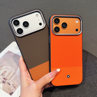 TOP Luxury Business Sle Kevlar Texture Splice Leather Case for IPhone 18 17 Pro Max 15 14 13 Soft Bumper Full Protection Cover