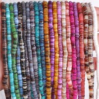 Colorful Flat Natural Shell Beads Chips Rondelle Heishi Round Spacer Shell Beads For Jewelry Making Bracelet DIY Necklace 4-6mm