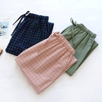 Woman's Pajama Pants Cotton Home Trousers Autumn and Winter Plaid Trousers Elastic Waist Tie Girl Sleeping Pants Soft Fashion