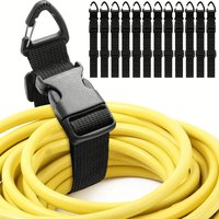 2.5*45cm Black Adjustable Extension Cord Organizer Heavy-Duty 3-Axis Buckle Storage Strap for Workshop Garage Cable Management