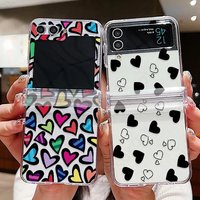 For Samsung Galaxy Z Flip7 FE Flip6 Case Love Pattern Shockproof Clear Folding Phone Case For Samsung Galaxy Z Flip 7 6 5 4 3 5G