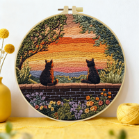 1pc 20X20CM/15X15CM 7.87/6.3inch cat Embroidery Starter Kit DIY kit DIY embroidery kit manualidades Set for Beginner Sewing Art