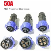 AliExpress DIVEDEER 50A M25 Self Locking Connector 2/3/4Pin 500V Waterproof Aviation Panel Socket Plug Electrical Bike Charging Power Connector IP67
