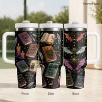Magic Books & Celestial Witchy Art Vacuum Flasks 40oz Stainless Steel Insulated Tumbler With Handle & Straw Leakproof Travel Mug