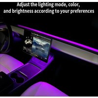 For Tesla Model 3 Y Instrument Panel Ambient Light Wireless Charging LED Atmosphere Light APP Control LED Strips Neon Lighting
