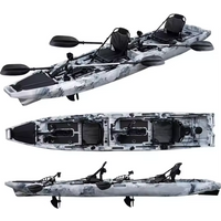 LSF New Arrival 14.8FT Tandem Double Fishing Kayak Pedal Drive Kayak Boat Sea Two Person Two Seating With Motor Accessories