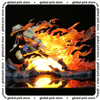 Anime One Piece 24cm Anime Figure Portgas D Ace Peripheral Scene Statue Emit Light Model Desktop Ornaments Birthday Gifts Toys