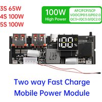 65W 100W Charging Treasure Module Dual C Port Super Fast Charging Mobile Power Module Circuit Board DIY Motherboard 3S 4S 5S