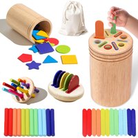Montessori Toys for 3 Year Old, Toddler Wooden Learning Coin&Color Sorting Toys Sensory Matching Game for Boys Girls Gifts