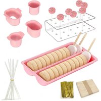New Double Row Tray Cake Pop Mold Set Non-Stick Reusable Lollipop Mold with Acrylic Stand DIY Cake Pop Cutter Home Baking