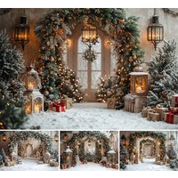 Mehofond Photography Background Winter Christmas Forest Glitter Arch Door Xmas Kids Family Portrait Decor Backdrop Photo Studio