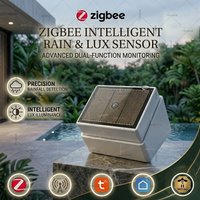 Zigbee Rain Sensor with Brightness Detector,Rainfall Monitor Raindrop Detector for Zigbee2MQTT Home Assistant/Tuya Smart Life