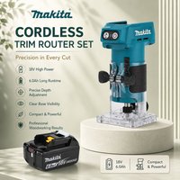 Makita DRT52 18V LXT Akku-Kompaktfräse mit kompaktem Gehäuse und stabiler Leistungsabgabe, unterstützt vielseitiges Präzisions-Multitasking für Kantenbearbeitung und diverse