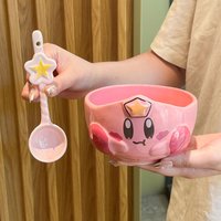 Star Kirby Cute Cartoon Peripheral Ceramic Rice Bowl Personal Dining Bowl Special Beautiful Bowl Children'S High End Home Furnis