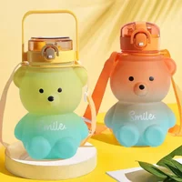 AliExpress NONE Bear Water Bottle 800ml Cute Kawaii Teddy Bear Water Bottle with Straw & Strap Leak-Proof Drinking Cup Gift for Kids & Girls