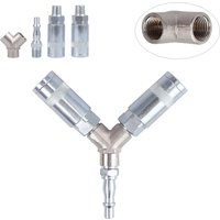 3 WAY QUICK RELEASE 1/4" BSP AIRLINE COUPLING AIR LINE HOSE Y SPLITTER CONNECTOR