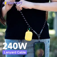 Type C Charger Cord Phone Lanyard Crossbody Anti Theft Phone Strap 240W Fast Charging USB C Cable Phone Charm for iPhone Android
