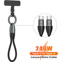 2 in 1 USB C Phone Lanyard Cable,240W Type C Fast Charging Cord,Football Design Wrist Strap Wire for iPhone 17-0.14m/0.3m/1.2m