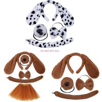 49ME Stage Costume Set Dog Ear Headband/Tail/Bowtie Outfit Set for Kids Cosplay Masquerades Party Supply