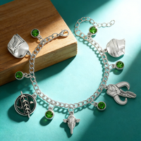 Star Wars Mandalorian Charm Bracelet - Spaceship Design Cartoon Jewelry Accessory for Women Cosplay Gifts