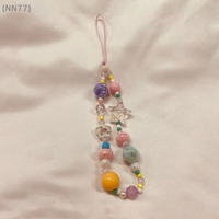 【NN77】Creative DIY Colorful Bead Phone Chain - Anti-Loss Strap Charm Cute Pendant Lanyard for Girl Cell Wrist Keychain【W7】
