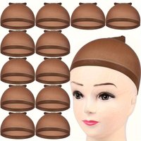 12pcs nylon wig cap stockings elastic wig cap black, brown, light brown