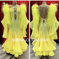 GOODANPAR Modern Dance Costumes for Women Customized Ballroom Dancing Waltz Competition Dresses Girl's Dance yellow