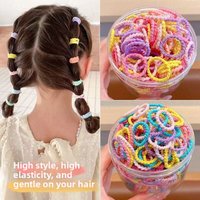 100pcs Candy Pastel Mini Twisted Elastic Hair Ties,Small Hair Rings for Toddlers Girls, Soft Thin Braided Ponytail Hair Bands