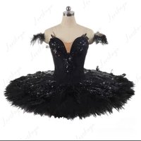 Children's Black Swan Ballet Dance TUTU Dress Performance Costume, Girls' Adult Ballet Fluffy Skirt Silk Dress image 4