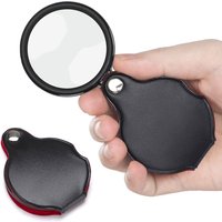 10X Mini Pocket Magnifier Folding Magnify Glass with Rotating Protective Holster Coins Jewelry Loupe for Kids Senior Reading