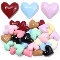 10Pcs Heart Shape Acrylic Patch Spacer No Hole Beads for Handmade DIY Making Crafts Garments Hats Decorations Accessories Supply