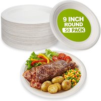 10/20/50PCS 9inch Circular Disposable Paper Plates Biodegradable Paper Plates Kitchen Salad Party Christmas Barbecue Desserts