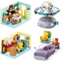 Garfield Car Building Blocks City Magic Cartoon Cat Anime Figures Collection Dispaly Model DIY Bricks Toys Youth Birthday Gift