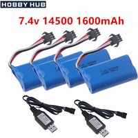 Li-ion Battery 7.4V 1600mAh 14500 Batteries For Remote Controlled Helicopter quadcopter RC Car Truck Toys Parts with SM-3P plug