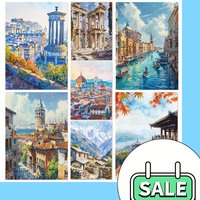 Brilliant and Beautiful Watercolor City Architecture Landscape Art Poster Canvas Printing Home Living Room Bedroom Wall Decor