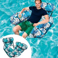 Inflatable Pool Float Chair Adult Water Hammock 3 Tube Floating Lounger with Backrest Foldable Lake River Swimming Tanning Party