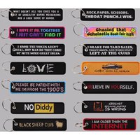 Black Cat Embroidery Key Fobs Funny Quote Key Tags Sheep Keychain For Motorcycles Cars Key Ring Accessories Chaveiro Jewelry
