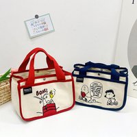 Fashion Hot Style Cute Cartoon Snoopy Lunch Canvas Bag Large Capacity Multifunctional Portable Canvas Bag Travel Handbag