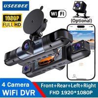 360° 4 Cameras Dash Cam Car DVR WiFi HD 1080P Video Recorder 4 Channel Front Rear View Night Vision Black Box DVR For Vehicle