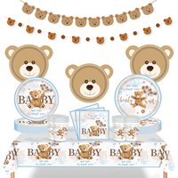 Cartoon Bear Disposable Tableware Plates Napkin Banner We Can Bearly Wait Baby Shower Supplies Kids Bear Birthday Party Decors