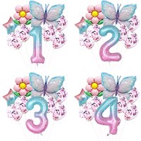 Butterfly Birthday Decorations for Girls 32Inch Starry Sky Number 1-9 Balloons Set Butterfly Balloons Foil Baby Shower
