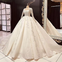 Customized Long Sleeves Sequin Beaded White robe de marie 2025 Ball Gown Sweep Train Tulle Lace Up Bridal Gown Vestidos de novia