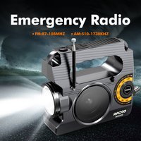 Multifunktionales Notfallradio: AM/FM & Lautes SOS. Handgerät, mit Solar-/Kurbel-/Batterieoptionen für zuverlässigen Notfallgebrauch. Schwarz