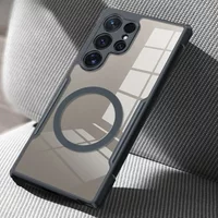 Luxury PC+TPU Transparent Magnetic Case For Samsung Galaxy S26 Ultra S25 Edge S24 S23 FE Plus Soft Coner-Airbag Shockproof Cover