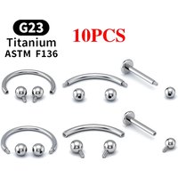 10PCS Eyebrow Jewelry Labret Piercing Jewelry Lip G23 Titanium Septum Piercing Nose Ring Jewelry for Women