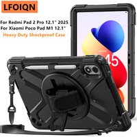 LFOIQN Heavy Duty Shockproof Case For Redmi Pad 2 Pro 12.1 / Xiaomi POCO Pad M1 12.1 Inch 2025 Tablet PC Kids Silicon Cover Case