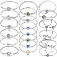 925 Sterling Silver Color Butterfly Safety Chain Bracelet Evil Eye Daisy Flower Clasp Snake Chain Bangle Women Jewelry Fit Charm