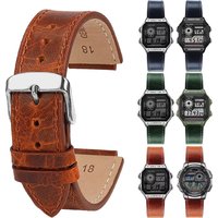 18mm Retro Cowhide Watchband For Casio AE1200 AE1300 A158 A158W/A168/f91w AE-1200WHD/A159/A169 men Vintage Watch strap Bracelet
