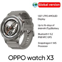 Smart Watch OPPO Watch X3 Global Version Ultra-Light Titanium Alloy Case 1.50" LTPO AMOLED Display 16-day Battery Life NFC IP68