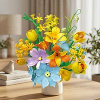 Creative DIY Building Block Flower Bouquet Kit Simulation Floral Assembly Model Stress Relief Toy Valentines Day Christmas Gift